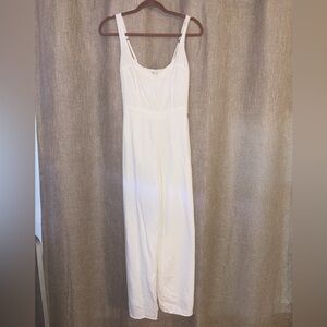Women’s Hollister Linen Blend White Sleeveless Jumpsuit Size Small